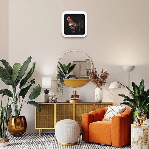 Vista 7 de 10" Square Modern Wall Clock,Animal Cockerel Print Kitchen Clocks Wall Battery Operated,Silent Non Ticking Unique Funny Cute Wall Clock for Living