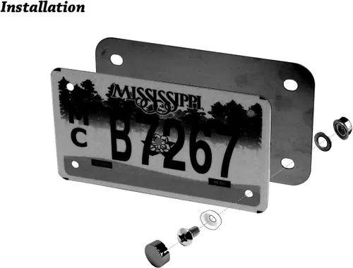 Vista 2 de bparts - Placa de matrícula de motocicleta con acabado en polvo, placa negra de 7 14 x 4 14 pulgadas