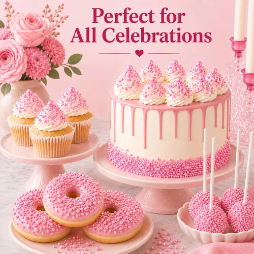 Vista 9 de Confect Chispas para pasteles y magdalenas – Paquete surtido de 5 Chispas de perlas de ensueño para baby shower – Cubierturas comestibles para Rosa