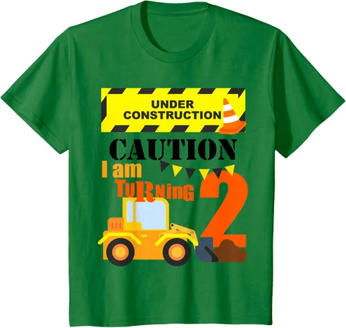 Vista 4 de Camiseta para niño de 2 años de edad con excavadora de cumpleaños para niños de 2ª construcción, Blanco, Kids 2