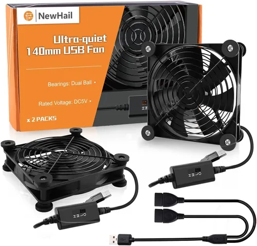 Vista 8 de Paquete de 5.512 in, mini ventilador USB para computadora, control de múltiples velocidades, reducción de calor para router, consola de juegos, caja