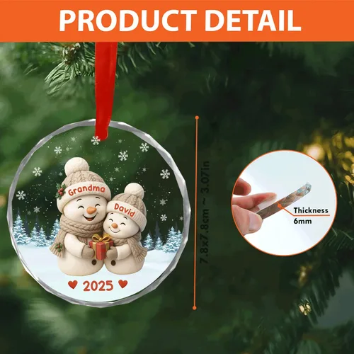 Vista 5 de DILYPOD Adorno Personalizado de Muñeco de Nieve de Abuela, Adorno Personalizado de Nana o Mimi con Nombres de Nietos, Regalos de Navidad