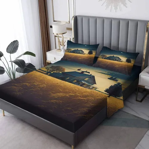 Vista 10 de Juego de sábanas de tractor tamaño King, sábanas de microfibra suave y bolsillo profundo, sábanas y fundas de almohada estampadas sin arrugas, 4