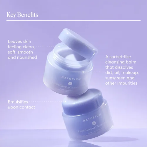 Vista 3 de Naturium Bálsamo limpiador de ginseng morado más ésteres a base de plantas y aceites ricos en linoleico, lavado facial suavizante, 3.0 onzas