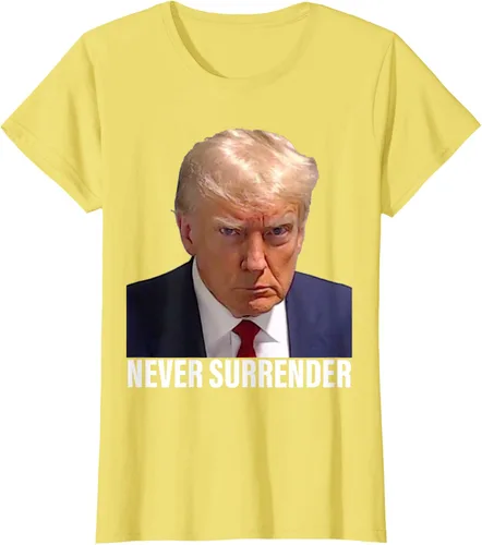 Vista 33 de Camiseta Pro Trump Mugshot Never Surrender para hombre y mujer, Negro