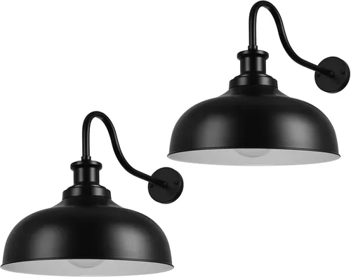 Vista 9 de Luces de Granero para Exteriores, Apliques de Pared para Exteriores de Cúpula de 16 Pulgadas, Luz de Montaje en Pared Exterior Estilo Granja