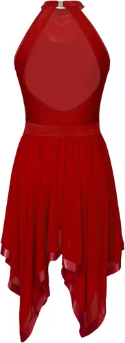 Vista 4 de JEATHA Vestido de baile de ballet sin mangas para mujer, de malla ilusión, con lentejuelas, leotardo de jazz latino, ropa de baile