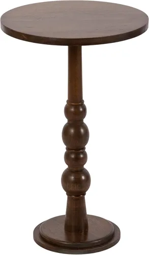 Vista 17 de Kate and Laurel Wegner Coastal Mesa Redonda de Madera para Bebidas, 8 x 23 pulgadas, Blanqueado, Mesa de Pedestal Elegante y Duradera para Usar como