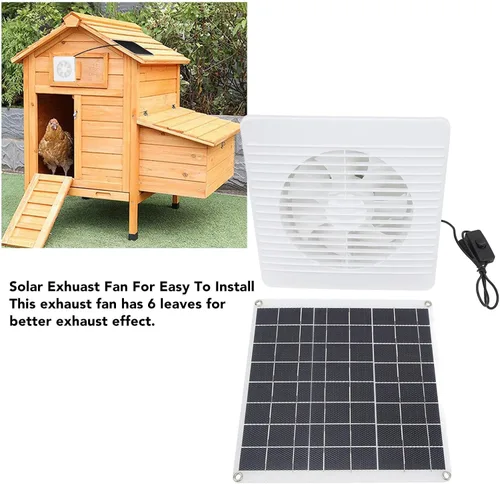Vista 2 de Ventilador alimentado por panel solar, 15 W, 6 aspas, 16 pies, ventilador de escape solar ABS con alta circulación de aire de flujo de aire, hoja