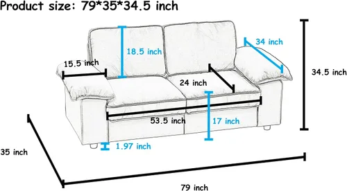Vista 2 de Sofá de terciopelo de 79 pulgadas, cómodo sofá de asiento profundo con bobinas de bolsillo, futón de almacenamiento de 2 plazas para espacios