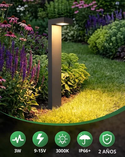 Vista 2 de GKOLED Paquete de 4 Luces de Paisaje de Bajo Voltaje, Luces de Sendero, 3W 9-15V CA/CC Cableadas para Exteriores Luces LED de Sendero de Paisaje