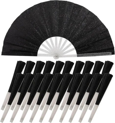 Vista 38 de 10 ventiladores plegables grandes de mano para hombres y mujeres, abanicos decorativos plegables, accesorios rave, utilizado para bailes, fiestas