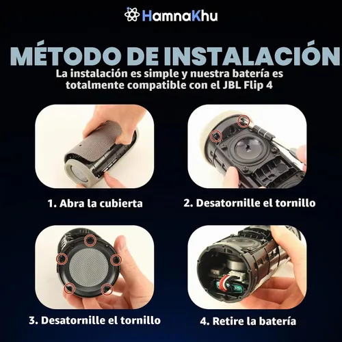 Vista 4 de Batería de repuesto para altavoz Flip 4 Bluetooth, Flip 4 Special Edition, GSP872693 01