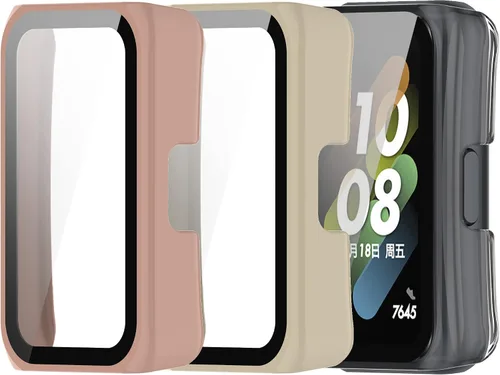 Vista 8 de Funda compatible con Huawei Watch Fit Mini protector de pantalla, carcasa completa de policarbonato duro, parachoques de vidrio templado, carcasa 6