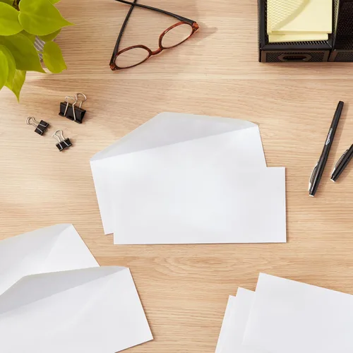 Vista 6 de Amazon Basics Sobres de cartas de negocios #10 con sello engomado, paquete de 500, sin tinte