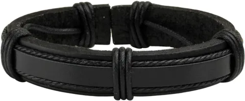 Vista 4 de Eigso Pulsera de cuero sintético con cuentas de madera para hombres y mujeres, tejido hecho a mano, cierre ajustable