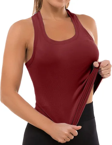Vista 12 de MathCat Camisetas de entrenamiento para mujer, sin costuras, básicas, sin mangas, con espalda cruzada, atlética, yoga, correr, uso diario