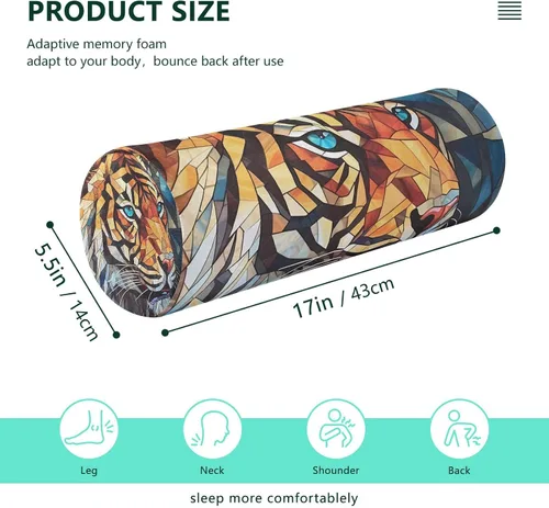Vista 3 de Style Tigers Amarillo Yoga Meditación Almohada Almohada de Cuello Redondo Almohada Redonda Forma Cilindro Almohadas Decorativas Almohada Cama Coche