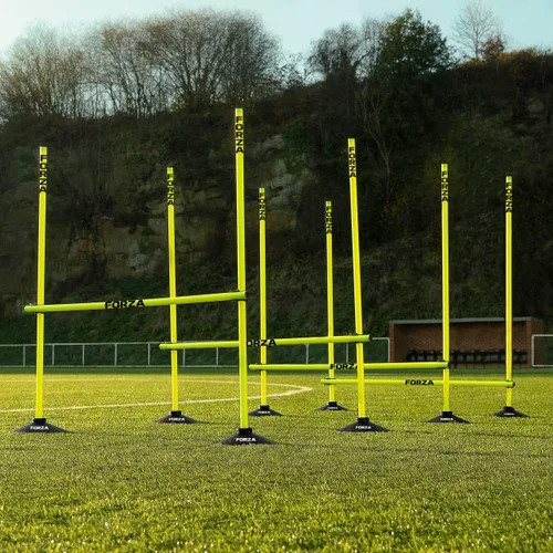 Vista 3 de FORZA Juego de obstáculos ajustables Pro Entrenamiento de velocidad y agilidad con bases de goma o picos de tierra para mayor estabilidad