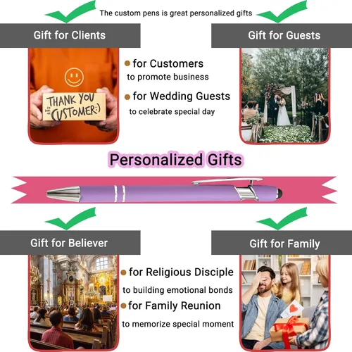 Vista 6 de Bolígrafos personalizados con nombre, texto, logotipo, bolígrafo personalizado para eventos de oficina de negocios con lápiz óptico para pantalla