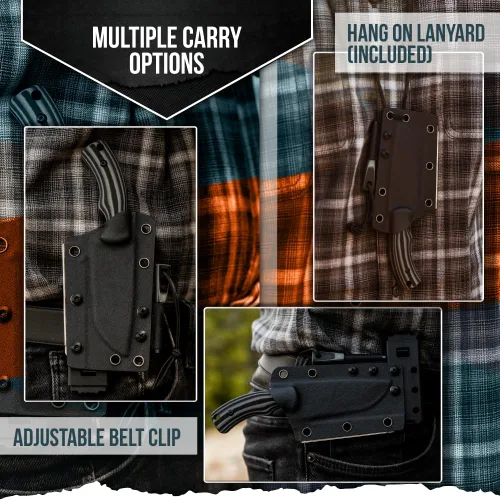 Vista 5 de Holtzman's Gorilla Survival Baby Tracker Cuchillo de caza y campamento de hoja fija con iniciador de fuego y kit completo de supervivencia táctica