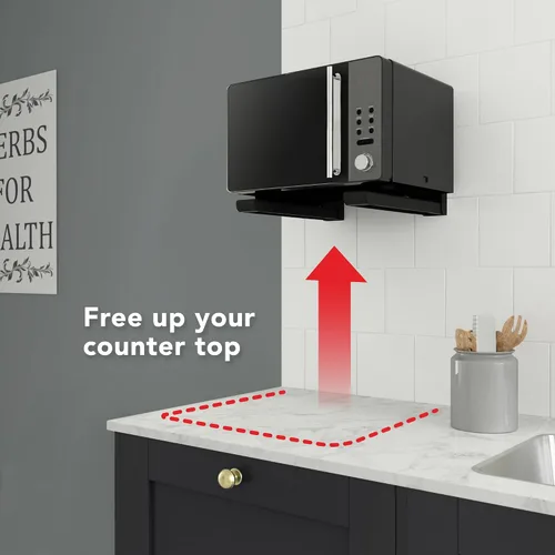 Vista 4 de AVF Par de soportes para horno de microondas montados en pared, soporta hasta 99 libras, color negro Heavy-duty steel, 11.3–17.7 inch adjustable