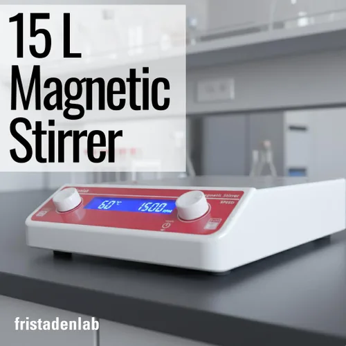 Vista 2 de Fristaden Lab Agitador magnético – Mezclador digital de laboratorio de gran capacidad 15 L, velocidad variable, motor duradero con pantalla LCD