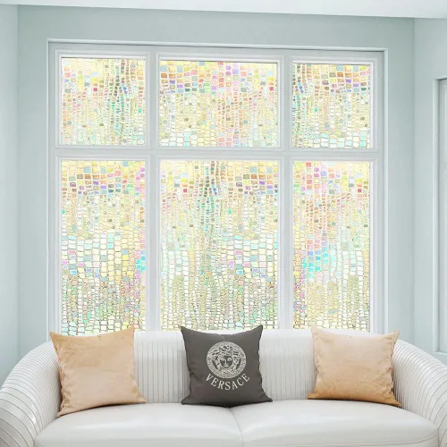 Vista 2 de Película 3D para ventana de arco iris, película de privacidad esmerilada para ventana, calcomanías decorativas de vinilo para ventana