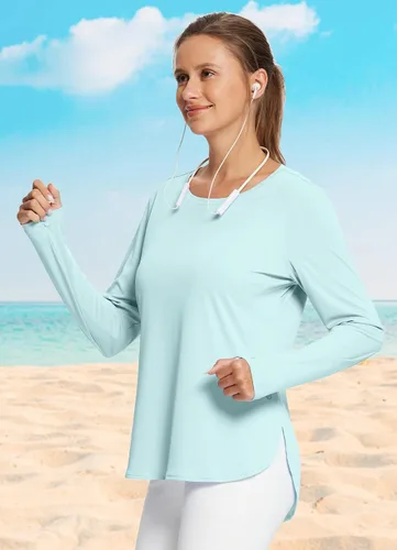 Vista 12 de BALEAF - Camisetas de sol de manga larga para mujer, con FPU 50+, para senderismo, ligeras, de secado rápido, protección contra rayos ultravioleta