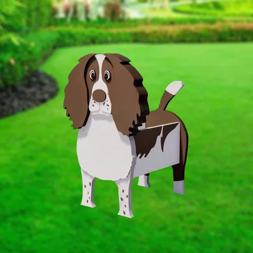 Vista 11 de XOOFMASS Lindas macetas de perro para plantas al aire libre, macetas de madera para perros, macetas en forma de perro, macetas para suculentas