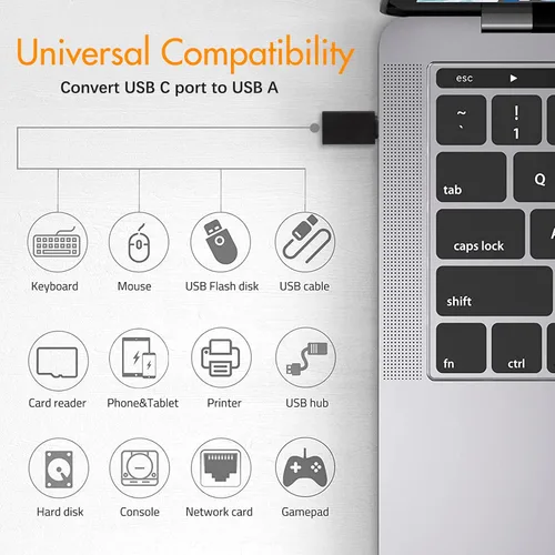 Vista 2 de Adaptador USB C a USB 3.0, paquete de 4 adaptadores USB C a A macho a hembra compatibles con MacBook 2018 2017 2016, Samsung Galaxy Note 8, Galaxy