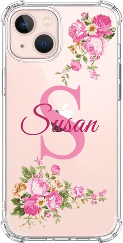 Vista 7 de Funda Transparente de Cristal con Nombre Personalizado e Inicial, Compatible con iPhone 16 Pro Max 15 Plus 14 13 12 11 Xs Max XR 8 7 6 Plus 11 Mini