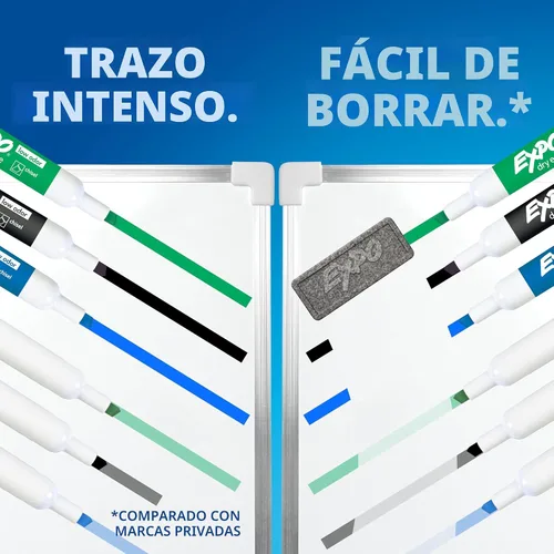 Vista 5 de EXPO Marcadores de borrado en seco, tinta de bajo olor, negro, punta de cincel, 4 unidades, pizarra blanca, calendario, organización, suministros