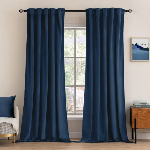 Vista 53 de MIULEE Cortinas de terciopelo de 84 pulgadas de largo, juego de 2 paneles para dormitorio, con pestaña trasera plisada, de lujo, aislamiento