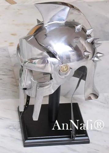 Vista 5 de AnNafi Gladiator Maximus Arena Helmet Medieval Wearable Mens Helmet Full Size Halloween Party Costumes Larp Clothings Movie Dresses w Inner Liner