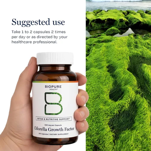Vista 7 de BioPure Chlorella Growth Factor Cápsulas – Superalimento Nutracéutico denso en nutrientes lleno de proteínas, vitaminas, minerales y aminoácidos que