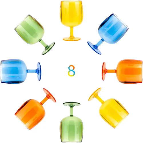 Vista 12 de KOXIN-KARLU Vasos acrílicos clásicos apilables de plástico de 12 onzas, juego de 6 vasos transparentes