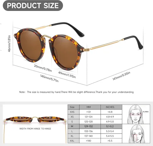 Vista 6 de Round Polarized Sunglasses Women Trendy Retro tortoise circle frame
