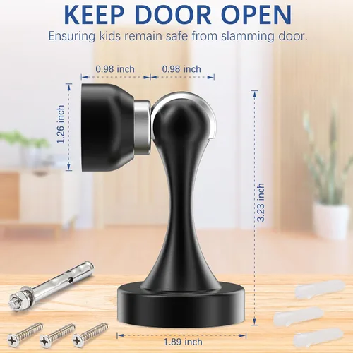 Vista 5 de Tope de puerta magnético, resistente soporte de puerta montado en la pared de acero inoxidable 304 Strong Magnetic Hold Keeps Entryways Open and