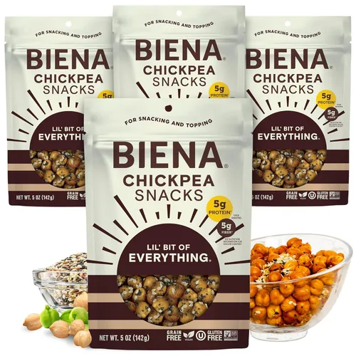 Vista 16 de Biena Bocadillos crujientes de garbanzos tostados, barbacoa, alto en proteínas, alto en fibra, sin gluten, a base de plantas, sin OMG, aperitivos