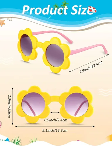 Vista 2 de Weewooday 6 pares de gafas de sol redondas para niños lentes de sol de flores coloridas lentes de sol para fiesta accesorios para niños y niñas