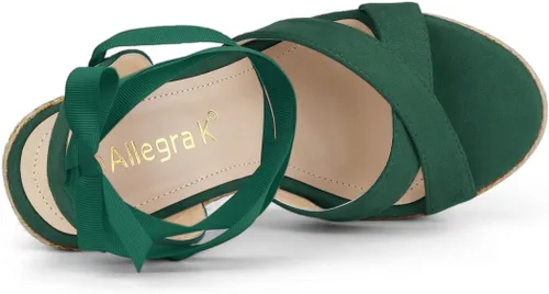 Vista 4 de Allegra K Sandalias de cuña con cordones para mujer