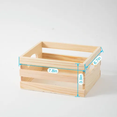Vista 3 de Juego de 3 cajas de madera rústica con asas, cajas decorativas de madera, caja de almacenamiento de madera para cocina, oficina, dormitorio