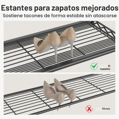 Vista 2 de VIPEK S2 Perchero resistente para ropa con estantes para zapatos, perchero independiente con estante para zapatos de 6 niveles, doble barra