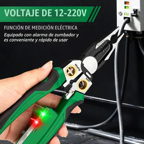 Vista 5 de Pelacables 8 en 1 con probador de voltaje, herramienta eléctrica multiusos para cortar y tirar de alicates, alicates eléctricos para cortar alambres