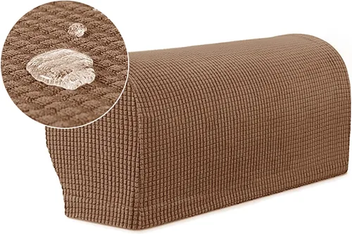 Vista 15 de 1 par de fundas elásticas para reposabrazos de sofá, fundas lavables para sillón, extraíbles a prueba de polvo, protector de sofá para brazos, Negro