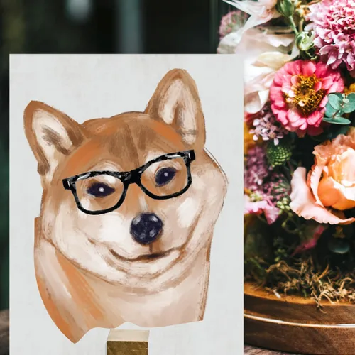 Vista 193 de Andaz Press Póster impreso para pared de perro, 8.5 x 11 pulgadas, Bulldog inglés con gafas negras, 1 paquete, regalo de cumpleaños de Navidad, sin