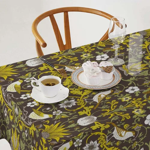 Vista 114 de Mantel Floral Retro de Pájaros, Diseño Original Bohemio William Morris Estampado Cubierta de Mesa para Hogar Picnic Fiesta Comedor Cocina William