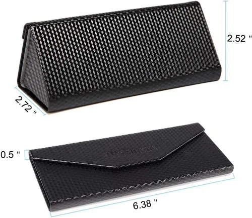 Vista 2 de WoEluone Eyeglasses Case Triangle Foldable Glasses Holder Cute Stylish Compact Design Magnet Closure Sunglasses Cases
