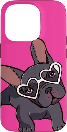 Vista 17 de iPhone 16 Francés Bulldog Francés Perro Cachorro Lindo Perro Perro Gafas Caso Mascota